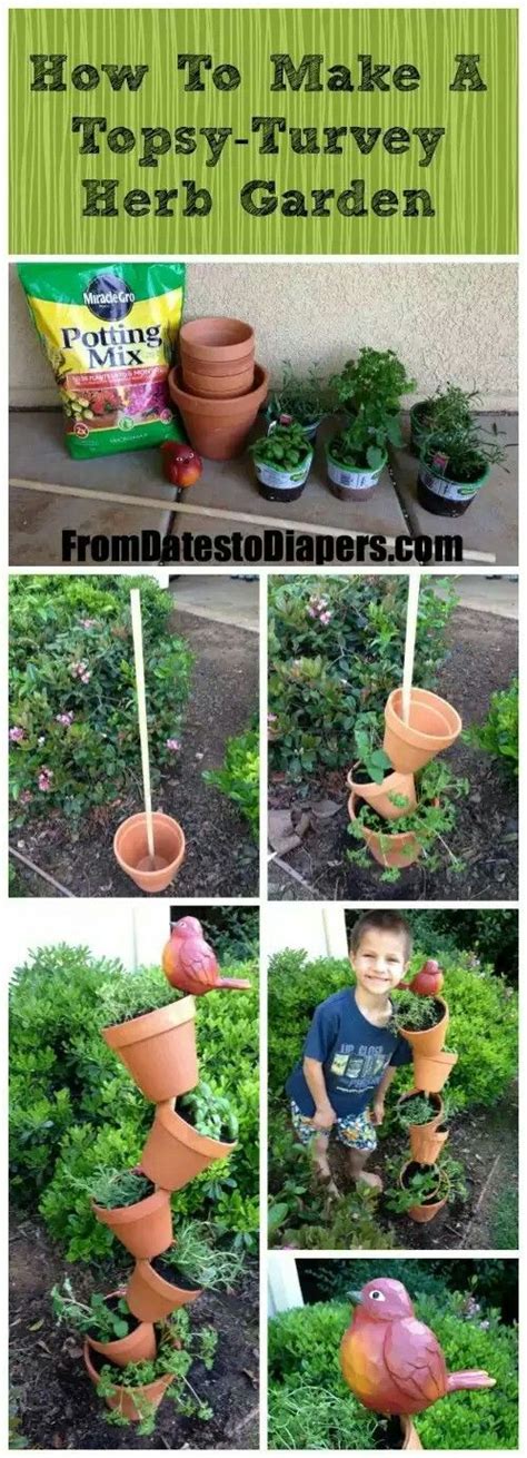 Make A Cute Topsy Turvy Stack Of Gardening Pots Herb