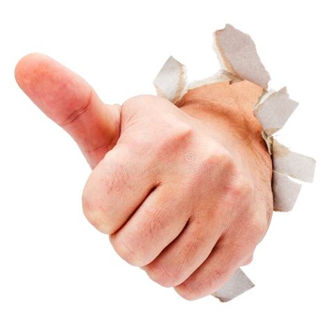Thumbs Up Success Hand Breaking Through Wall Stock Image Image Of