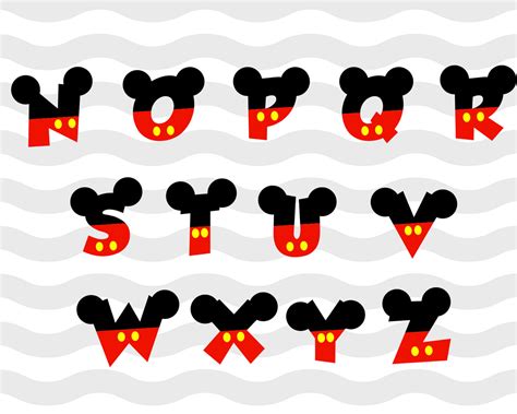 Mickey Font Svg Mickey Mouse Alphabet Svg Disney Letters Svg Monogr