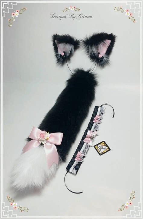 Realistic Cat Ears And Tail Cat Ear And Tail Black Cat Etsy Cat