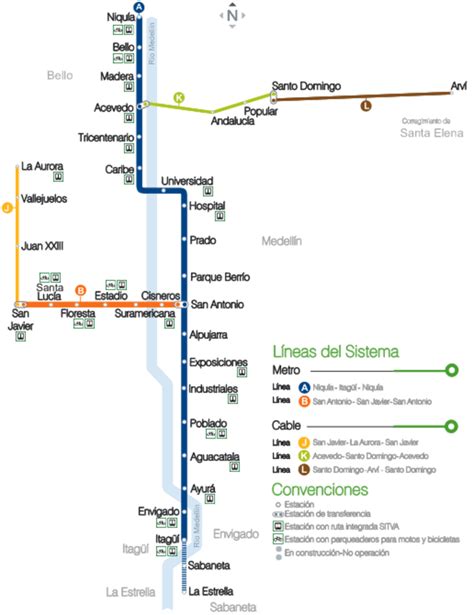 Medellin Metro System Map