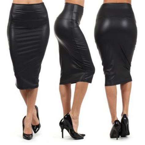 2018 Winter Autumn Women Plus Size Pu Leather Skirt High Waist Pencil Skirts Sexy Club Vintage
