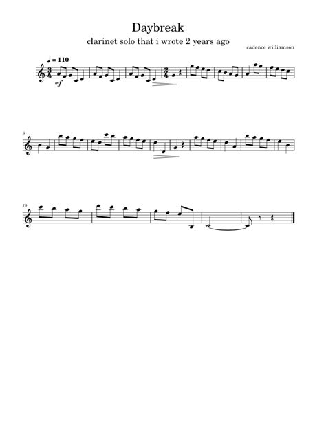 Daybreak Sheet Music For Clarinet In B Flat Solo