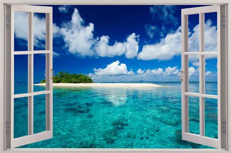Free Download Exotic Beach View Wall Stickers Film Mural Art Decal