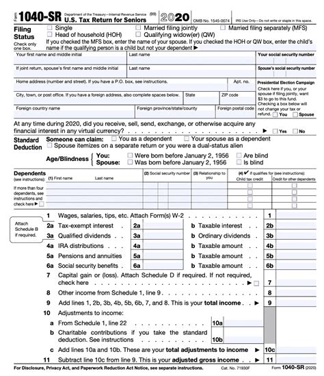 Form 1040 Sr Us Tax Return For Seniors Definition
