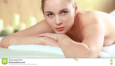 Beautiful Young Woman Getting Spa Massage Lying On Salon Stock Image Image Of Masseur Beauty
