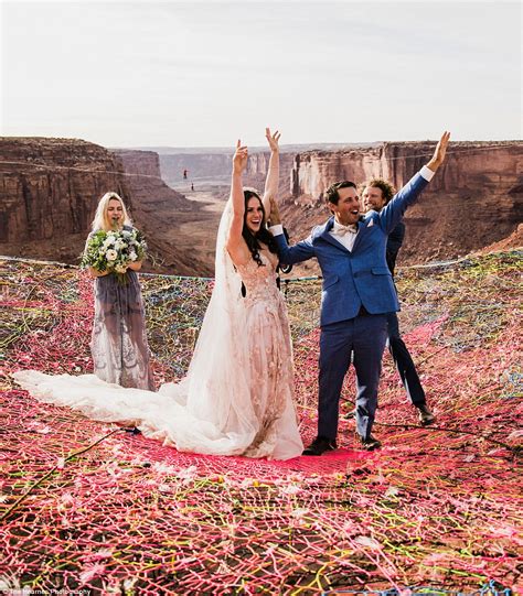 Know that you're not alone. Couple get married suspended 400 feet over a Utah canyon ...