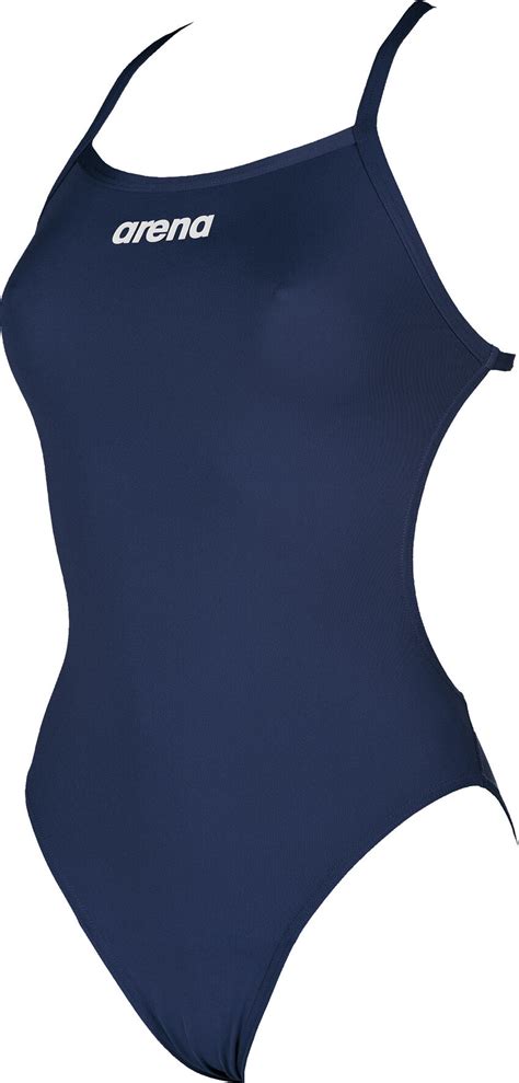 Arena Solid Light Tech High One Piece Swimsuit Women Navy White