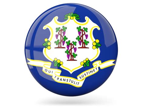 Glossy Round Icon Illustration Of Flag Of Connecticut