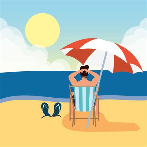 Man Sunbathing At The Beach Summer Scene 1735570 Vector Art At Vecteezy