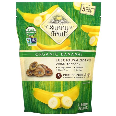 Sunny Fruit Organic Bananas 5 Portion Packs 106 Oz 30 G Each