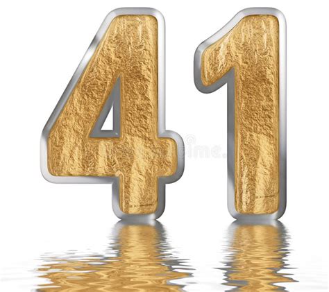 Numeral 41 Forty One Reflected On The Water Surface Isolated On