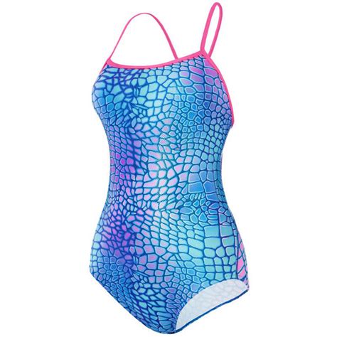 Maru Komodo Ecotech Sparkle Tie Back Ladies Swimsuit Turquoisepin Aqua Swim Supplies