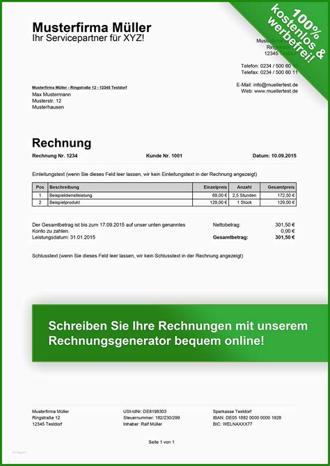 Beitrag aus deutsches anwalt office premium. Rechnung Muster Leer - Kostenlose Vorlagen zum Download ...