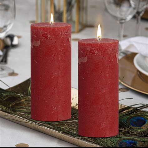 Rustic Red Pillar Candles 275x75 Unscented 6 Pack For Etsy
