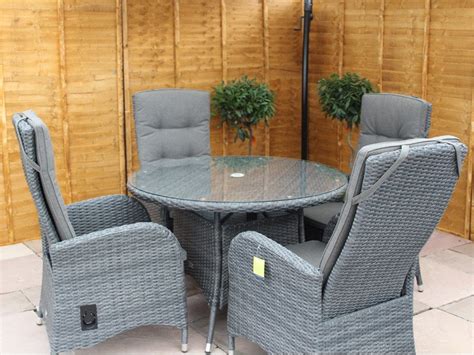 Shop online & make your house a home today! Round Rattan Dining Set with Reclining Chairs Stone Grey ...