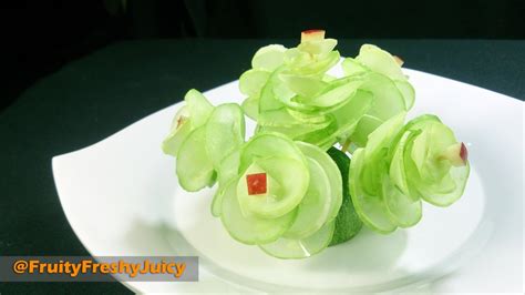 The Art In Cucumber Rose Garnish Fruit And Vegetable Carving Flower