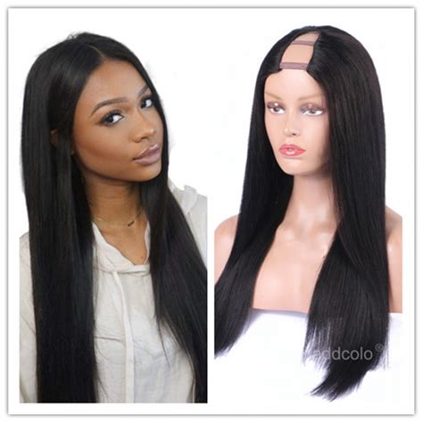 10a Virgin Hair Silk Straight U Part Wig Natural Color Unprocessed