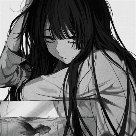 Sad Black And White Anime Girl Pfp Imagesee
