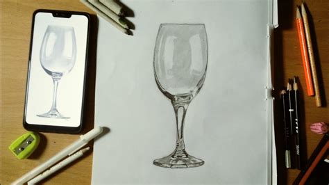 Drawing Of Wine Glass Realistic Sketch Youtube