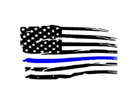Distressed American Flag Vinyl Decal Thin Blue Line For Law Etsy