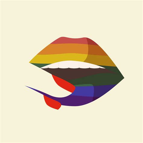 Rainbow Pride Day Mouth Lgbt Lip For Print Sensual Biting Lips With
