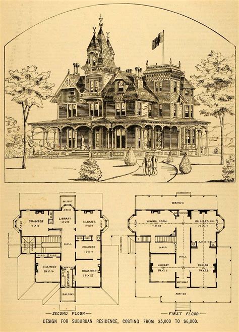 Vintage Victorian House Plans Print Victorian House