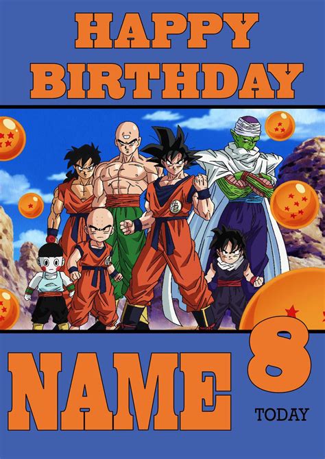 Theme Inspired Kids Adult Personalised Birthday Card Dragon Ball Z Bir