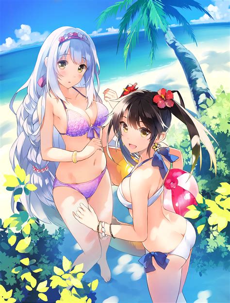 Wallpaper Illustration Long Hair Anime Girls Ass Beach Cartoon Kantai Collection