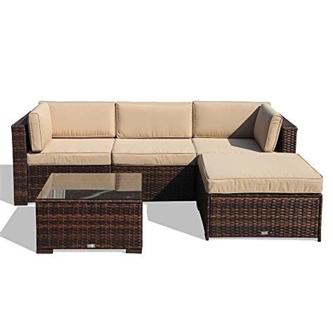 Super Patio 5 Piece Outdoor Furniture Sectional Set All Weather Pe