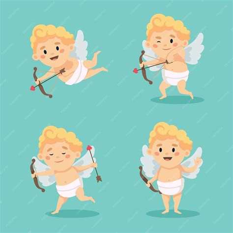 Premium Vector Cute Cupid Character Set Isolated Happy Valentine S