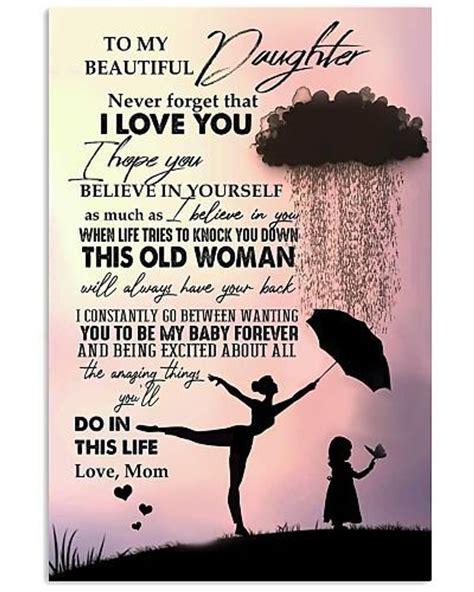 Mother Day To My Beautyful Daughter I Love You Poster Home Etsy Love