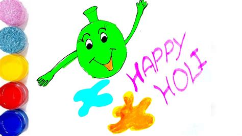 Holi Drawing How To Draw Holi Painting Easily Happy Holi Youtube