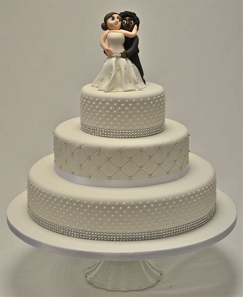 I'm making a graduation 3 tier cake (12, 9 and 6) all buttercream except the decor. 3 Tier Piped Dots and Diamante Wedding Cake - Wedding ...