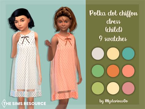 Mysteriousoos Polka Dot Chiffon Dress Child Sims 4 Clothing Sims 4
