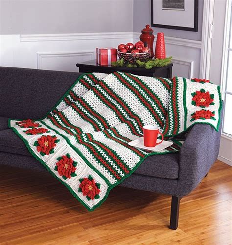 Poinsettia Afghan Afghan Pattern Crochet Holiday Crochet Patterns