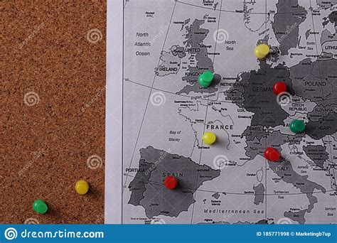 Natural Cork Board Texture And Europe Map Minimalism Style Stock Photo