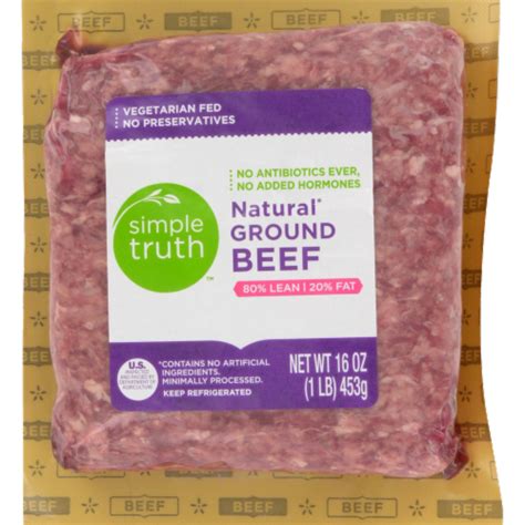 Simple Truth 80 Lean Natural Ground Beef 1 Lb Frys Food Stores