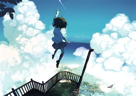 Sky Clouds Anime Anime Girls Original Characters