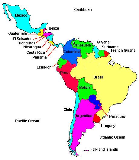 Latin America Capital Cities Map