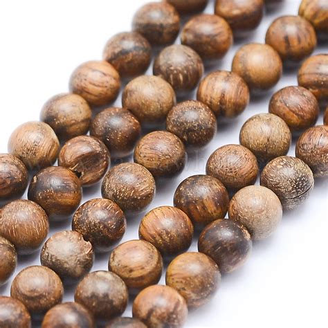 China Factory Natural African Padauk Wood Beads Strands Undyed Round