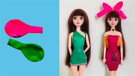 DIY Barbie Dresses With Balloons Easy No Sew Clothes For Barbies YouTube