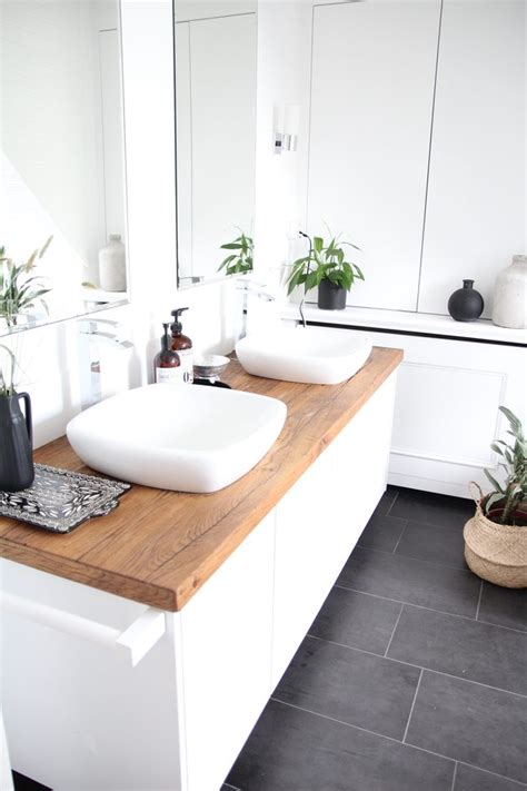 They introduce rustic appearance and striking grid pattern. 13 Wood Bathroom Countertop Ideas You'll Want to Steal ...