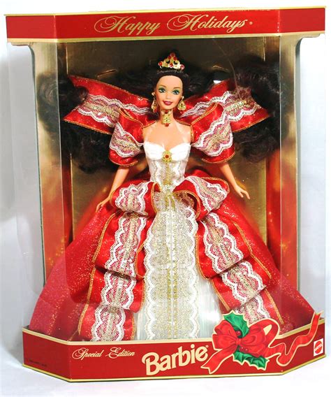 1997 Happy Holidays Barbie Doll Brunette “10th Anniversary Gold Insert” Special Edition “rare