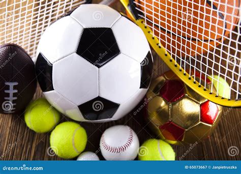 Assorted Sports Equipment And Sunset Stock Image Image Of Badminton