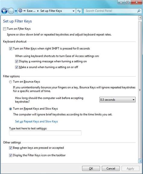 How To Turn On And Turn Off Filter Keys In Windows 8 And 7