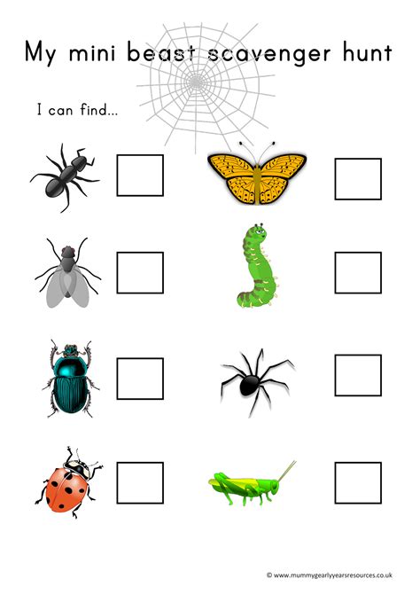 Mummy G Early Years Resources Mini Beast Scavenger Hunt Forest