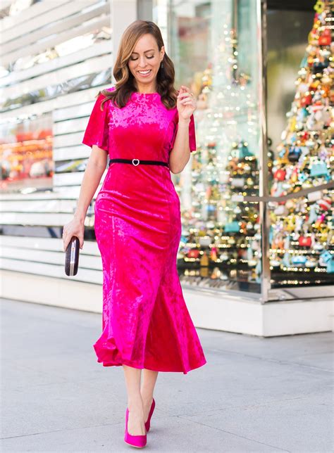 Sydne Style Shows How To Wear Color For Holiday Party Season Pink Velvet Dresses H