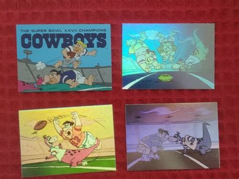 1993 The Flintstones Nfl Trading Cards Chase Cards H1 H2 H3 T1 Lot Of 4