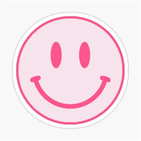 Pink Smiley Face Sticker By Samanthaprice Redbubble Sticker